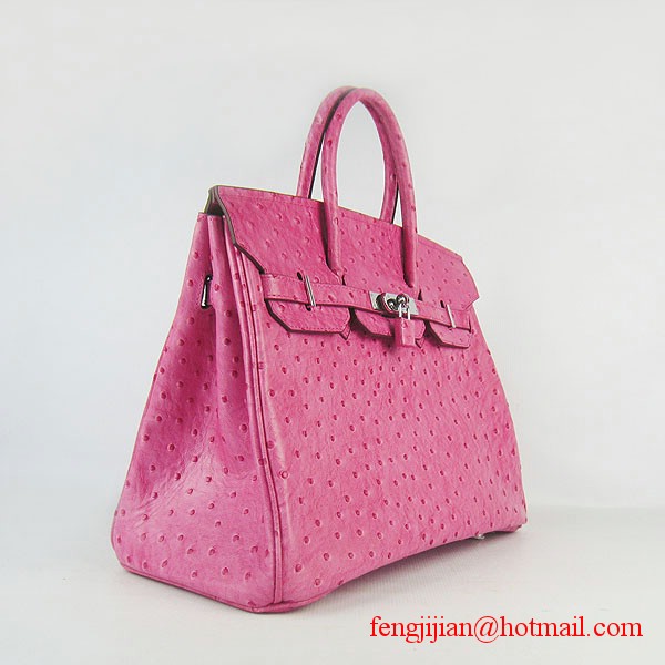 Hermes Birkin 35cm Ostrich Veins Handbag Light Peachblow 6089 Silver Hardware